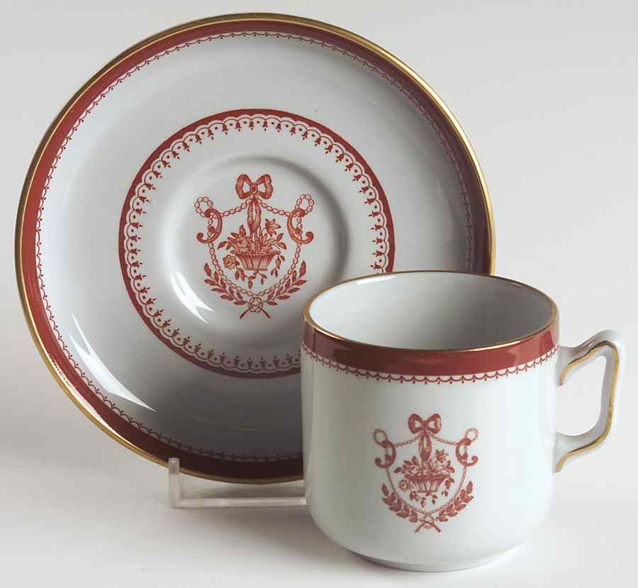 Newburyport Red (Gold Trim) Footed Demitasse Cup & Saucer Set by Spode-1