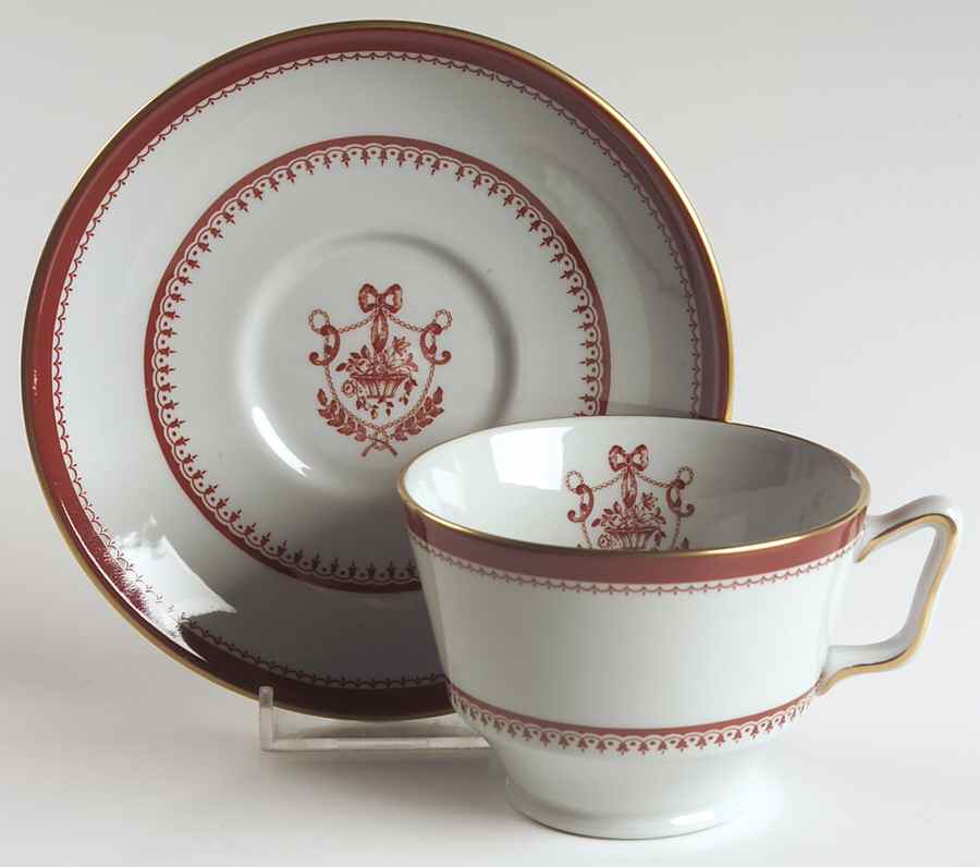 Newburyport Red (Gold Trim) Footed Cup & Saucer Set by Spode-1