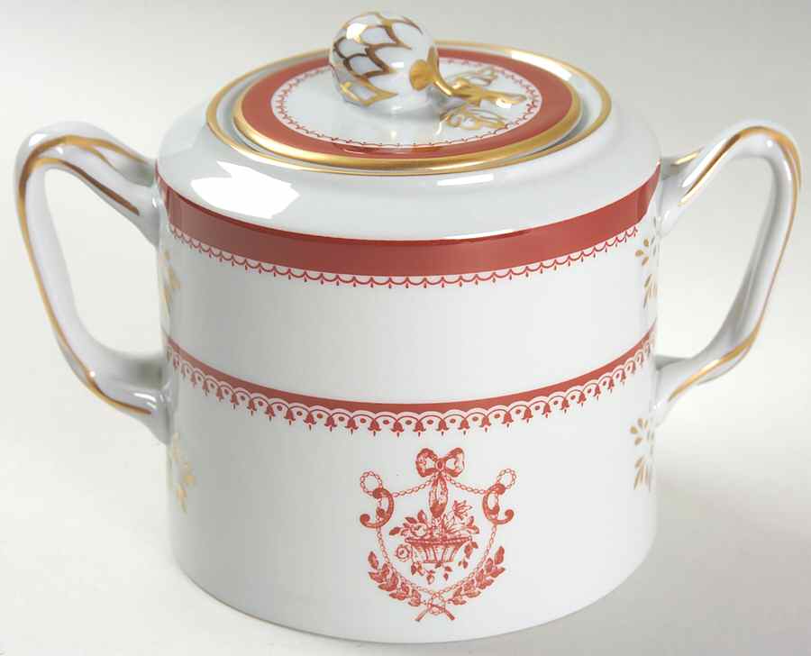 Newburyport Red (Gold Trim) Sugar Bowl & Lid by Spode-1