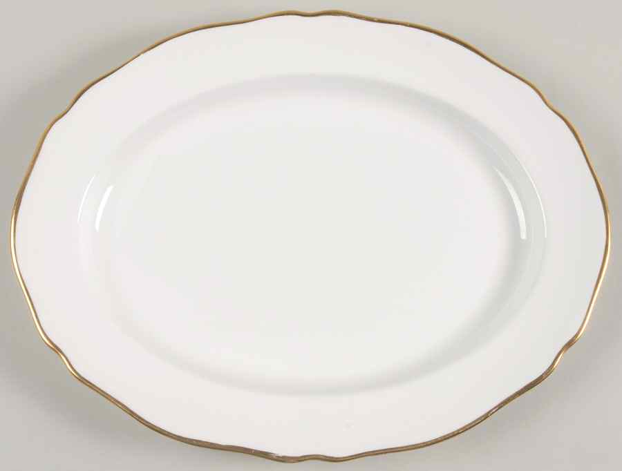 Nordic (Gold Trim) 12" Oval Serving Platter by Spode-1