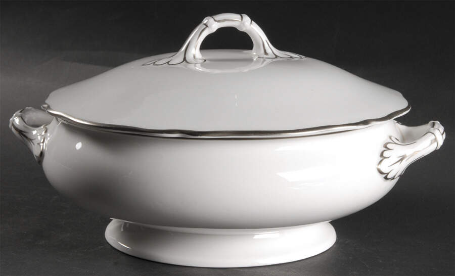 Nordic (Platinum Trim) Round Covered Vegetable by Spode-1