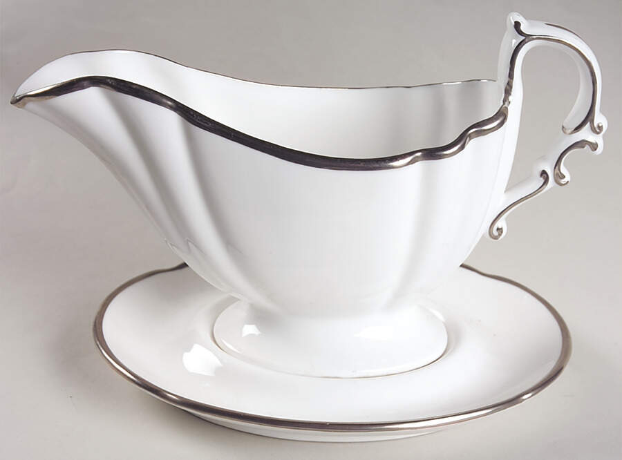 Nordic (Platinum Trim) Gravy Boat & Underplate by Spode-1
