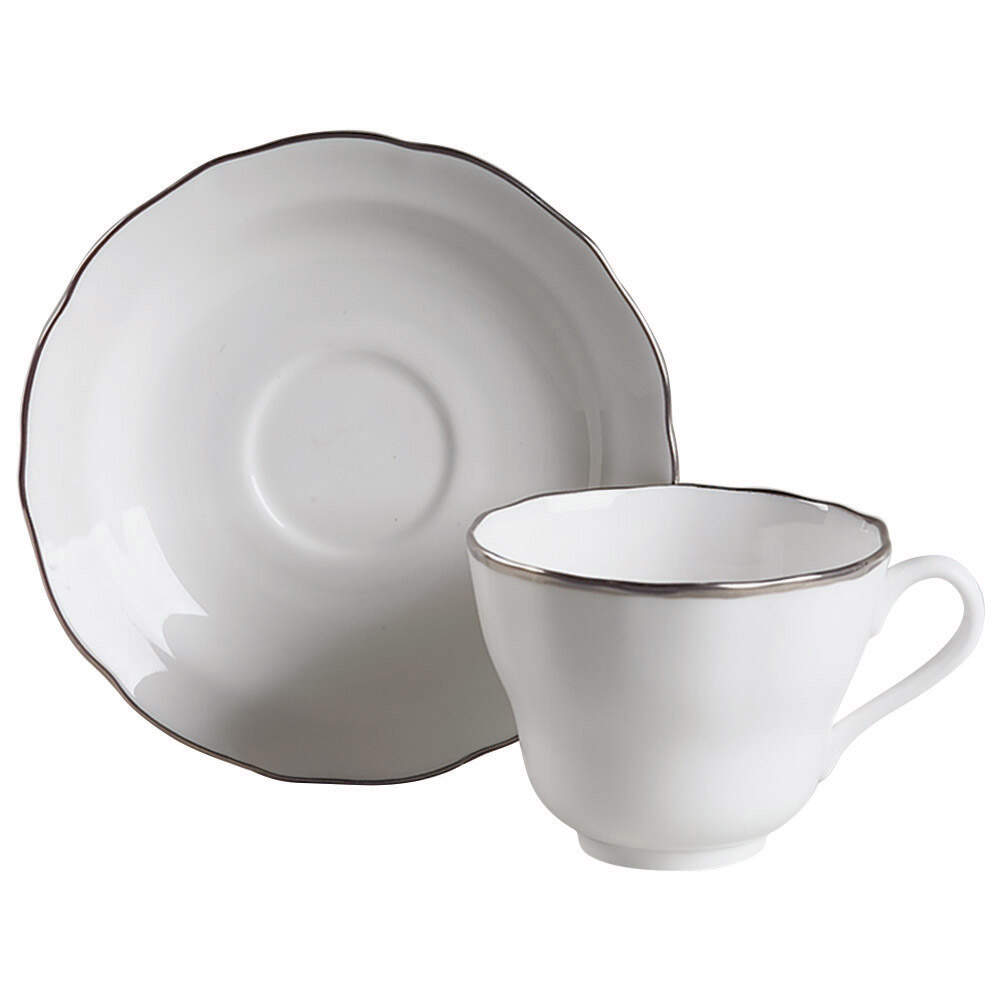 Nordic (Platinum Trim) Footed Cup & Saucer Set by Spode-1