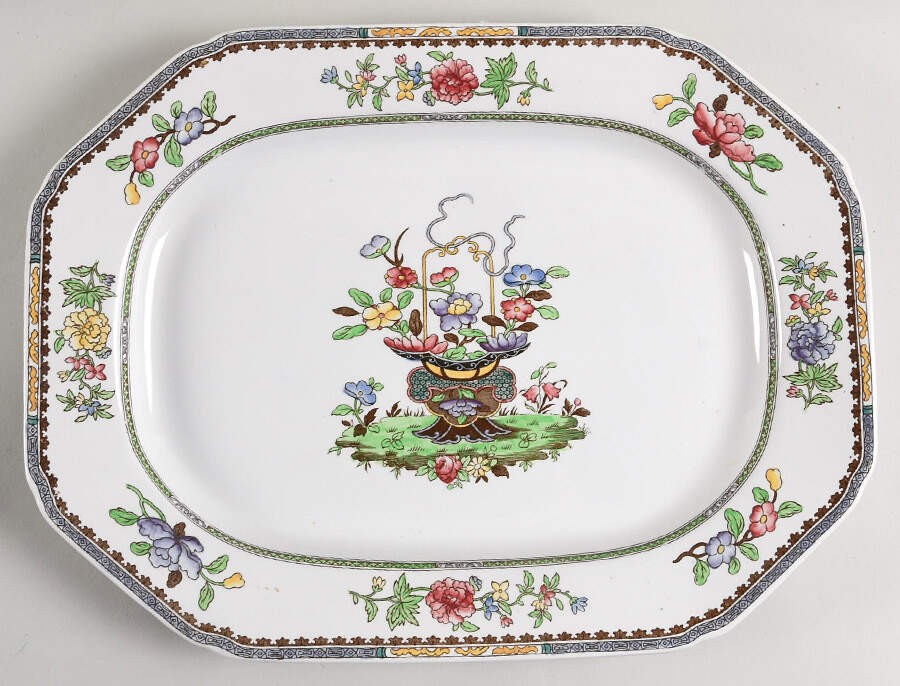 Old Bow (No Trim) 14" Oval Serving Platter by Spode-1
