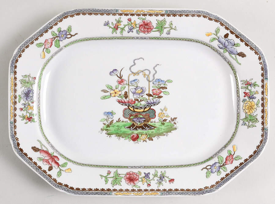 Old Bow (No Trim) 12" Oval Serving Platter by Spode-1