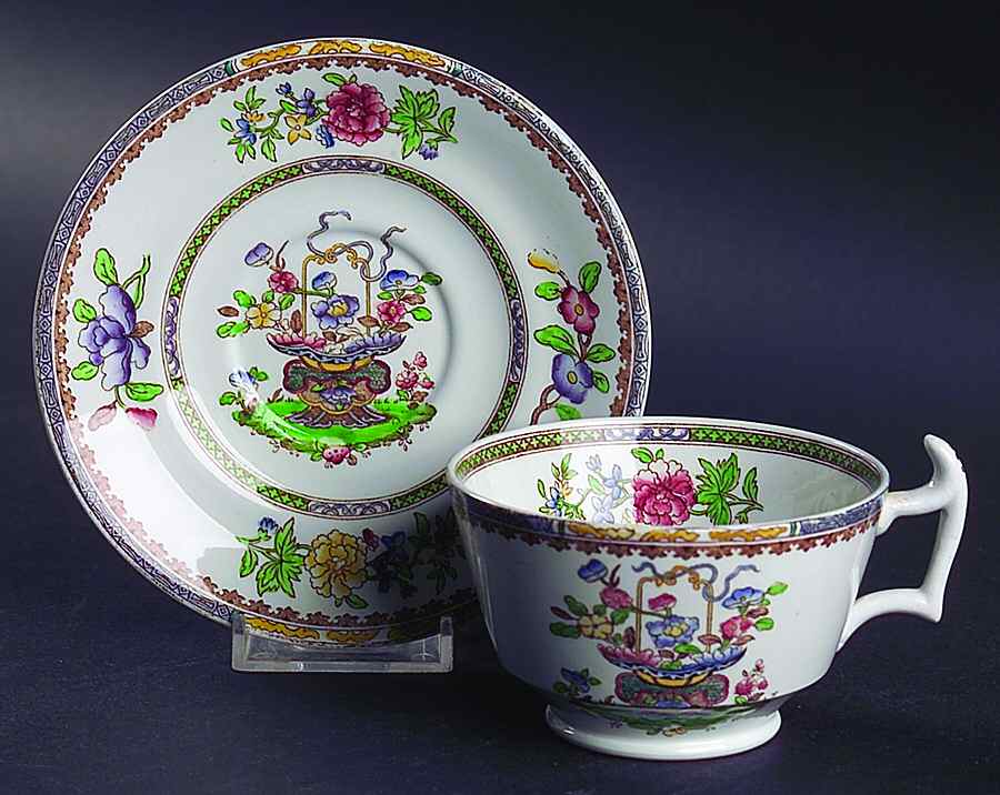 Old Bow (No Trim) Footed Cup & Saucer Set by Spode-1