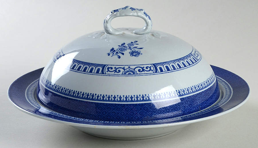Old Bedford Blue Muffin Dish & Lid by Spode-1
