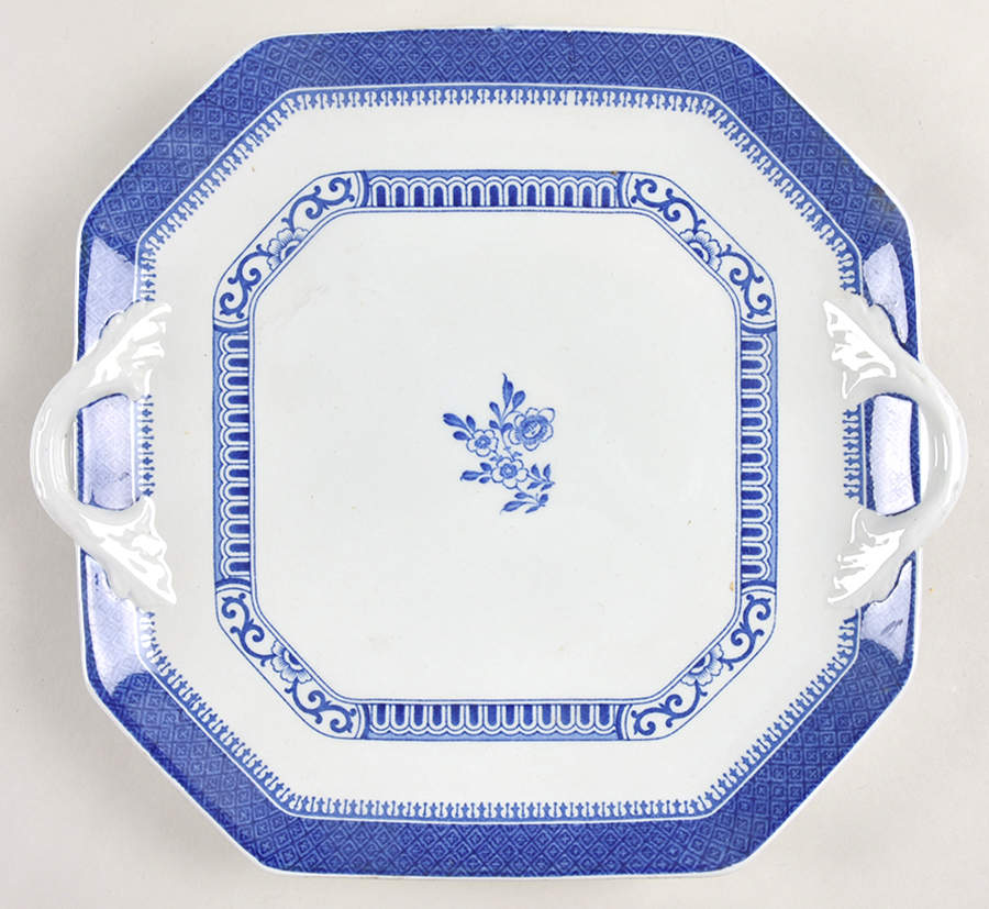 Old Bedford Blue Square Handled Cake Plate by Spode-1