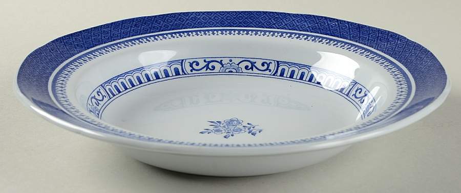 Old Bedford Blue Rim Soup Bowl by Spode-1