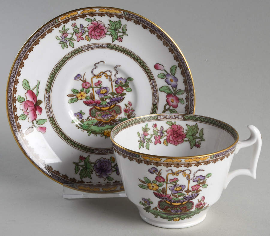 Old Bow (Gold Trim) Footed Cup & Saucer Set by Spode-1