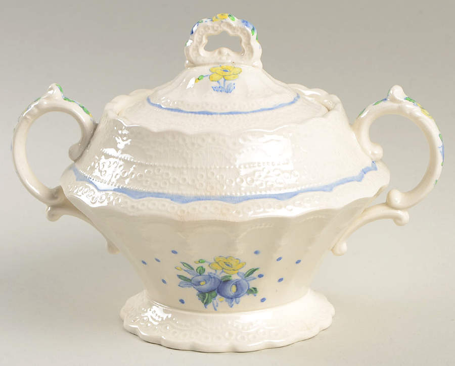 Old Concord Blue (Jewel) Sugar Bowl & Lid by Spode-1