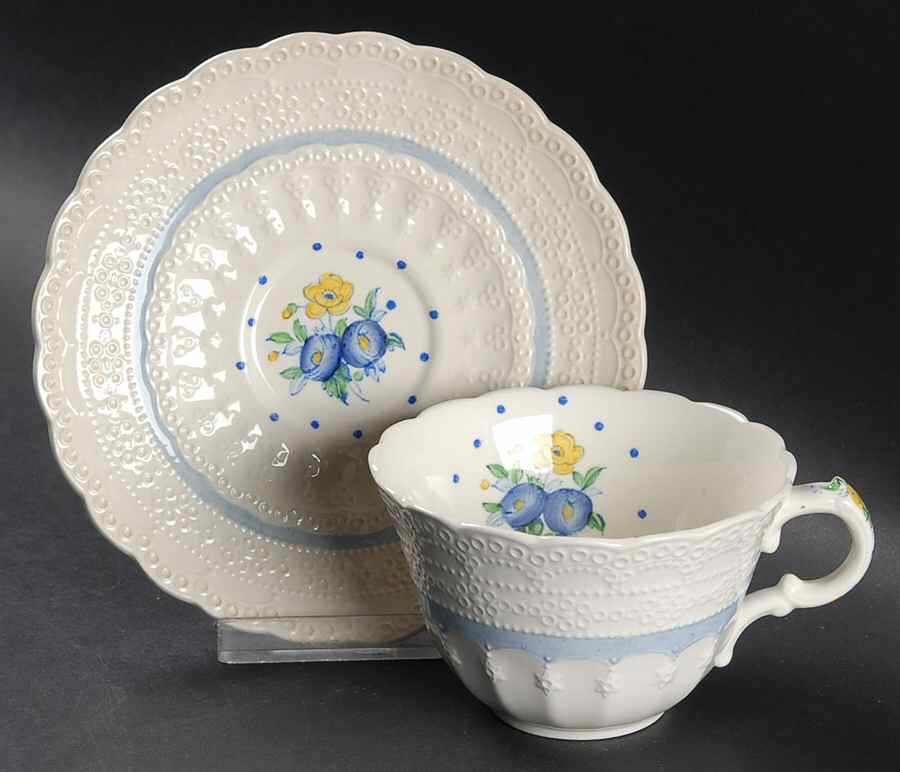 Old Concord Blue (Jewel) Flat Cup & Saucer Set by Spode-1
