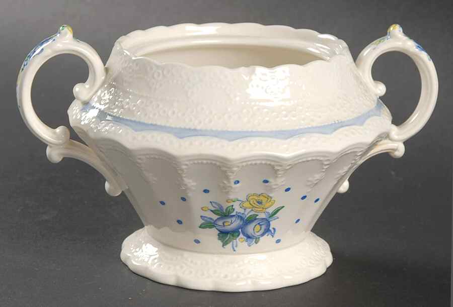 Old Concord Blue (Jewel) Sugar Bowl No Lid by Spode-1