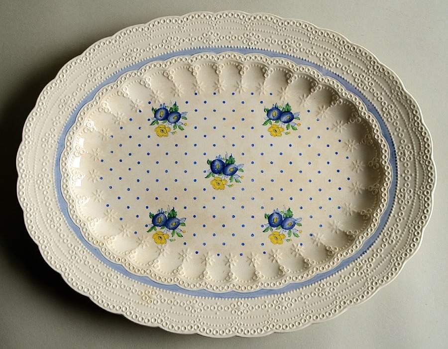 Old Concord Blue (Jewel) 13" Oval Serving Platter by Spode-1