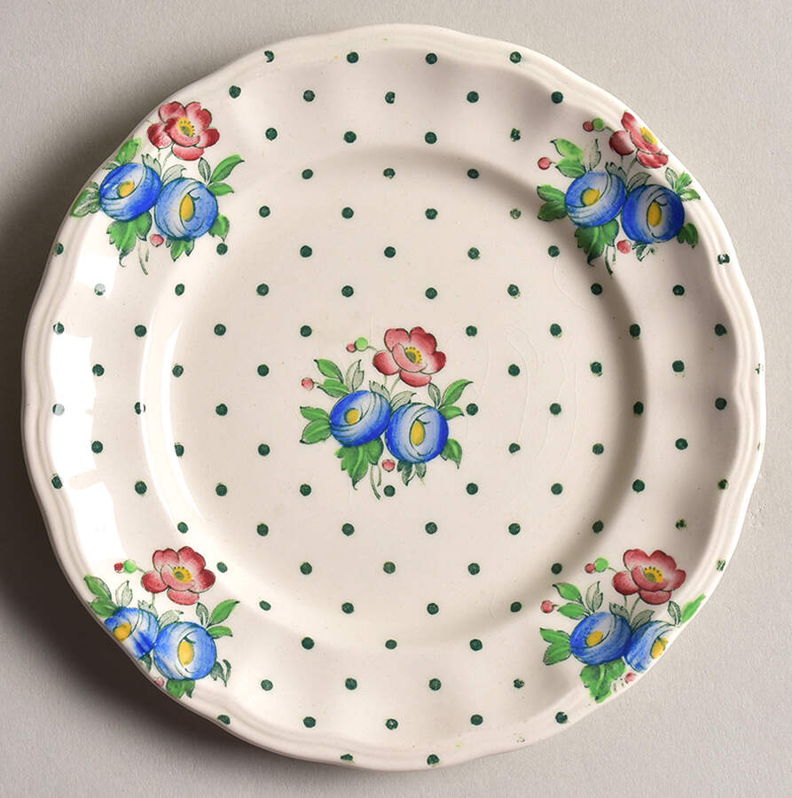 Old Concord Green Dots Small Bread & Butter Plate by Spode-1
