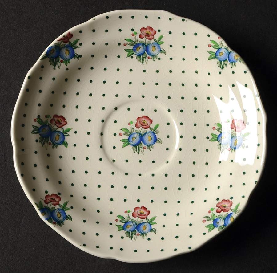 Old Concord Green Dots Saucer by Spode-1