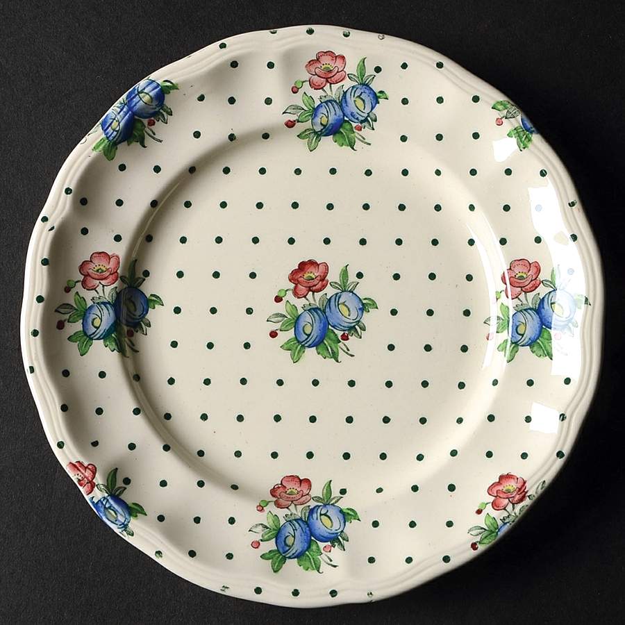 Old Concord Green Dots Dessert/Pie Plate by Spode-1