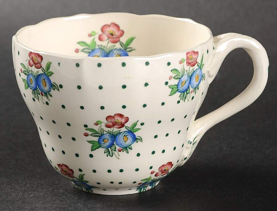 Old Concord Green Dots Flat Cup by Spode-1