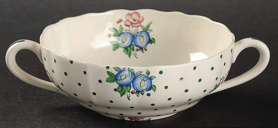 Old Concord Green Dots Flat Cream Soup Bowl by Spode-1