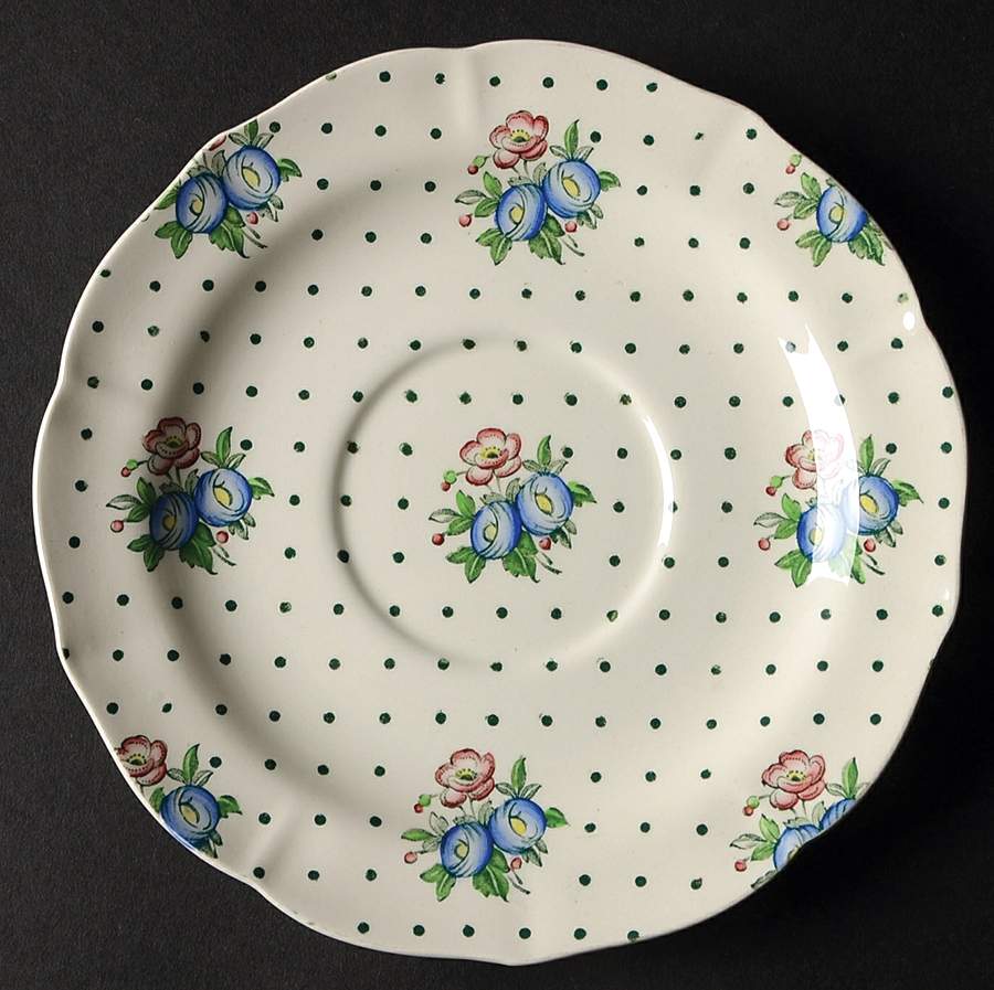 Old Concord Green Dots Saucer for Cream Soup Bowl by Spode-1