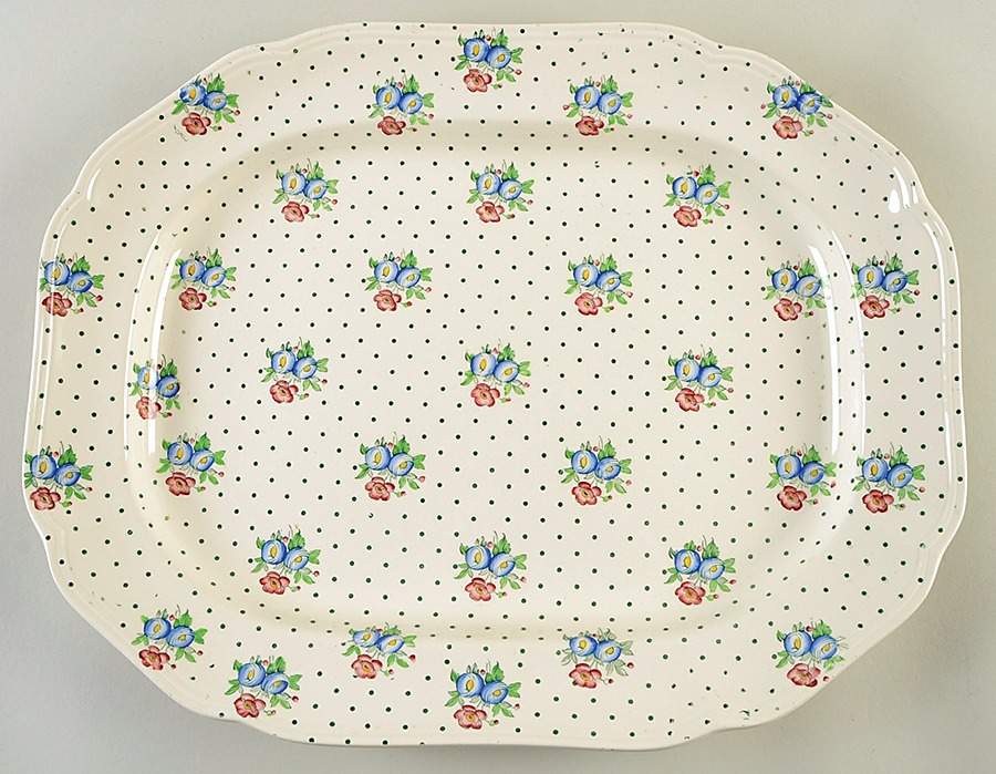 Old Concord Green Dots 16" Oval Serving Platter by Spode-1