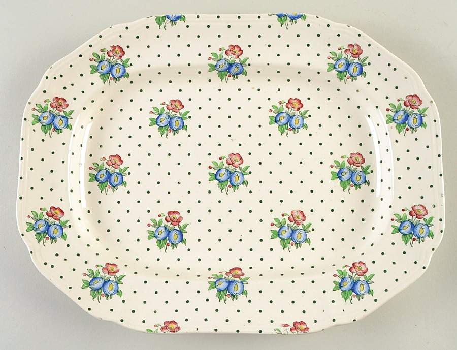 Old Concord Green Dots 12" Oval Serving Platter by Spode-1