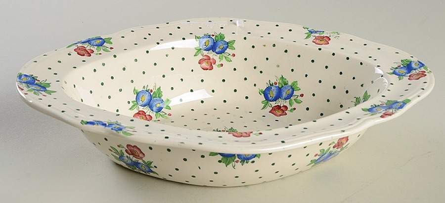 Old Concord Green Dots 10" Oval Vegetable Bowl by Spode-1