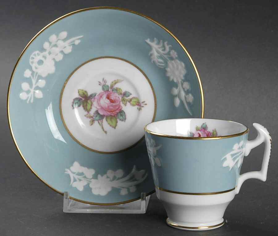 Old Colony Rose Footed Demitasse Cup & Saucer Set by Spode-1