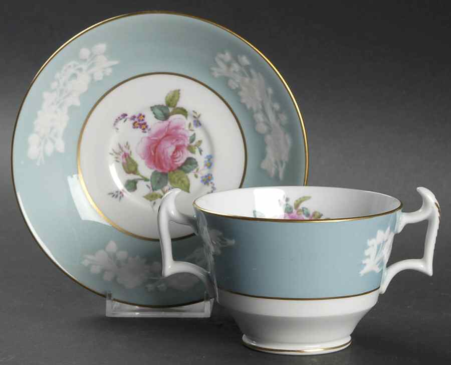 Old Colony Rose Footed Bouillon Cup & Saucer by Spode-1