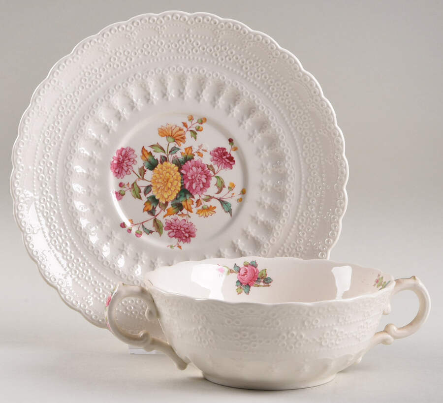 Olga Flat Cream Soup Bowl & Saucer Set by Spode-1