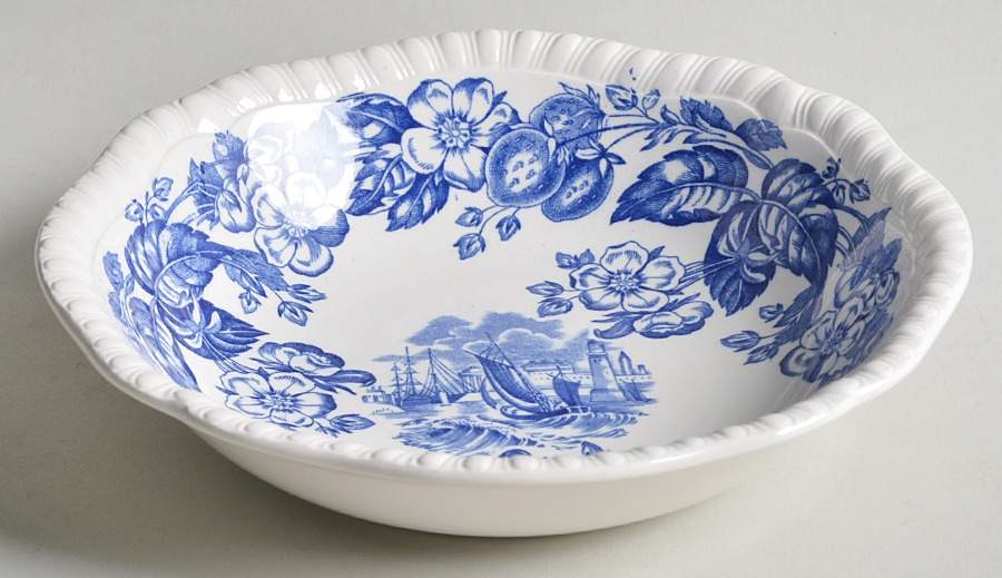 Old Salem Blue Coupe Cereal Bowl by Spode-1