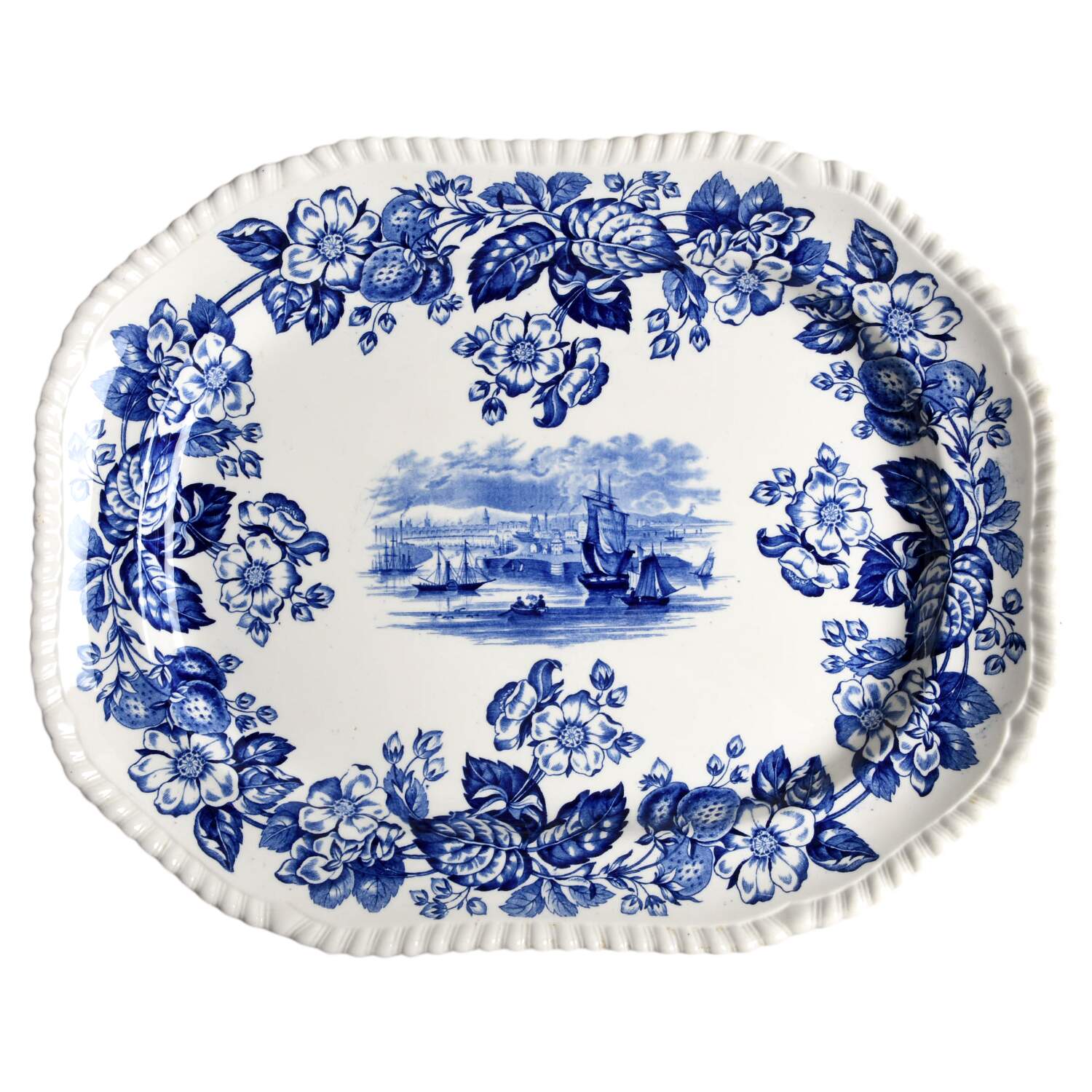Old Salem Blue 15" Oval Serving Platter by Spode-1