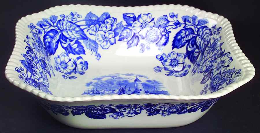 Old Salem Blue 9" Square Vegetable Bowl by Spode-1