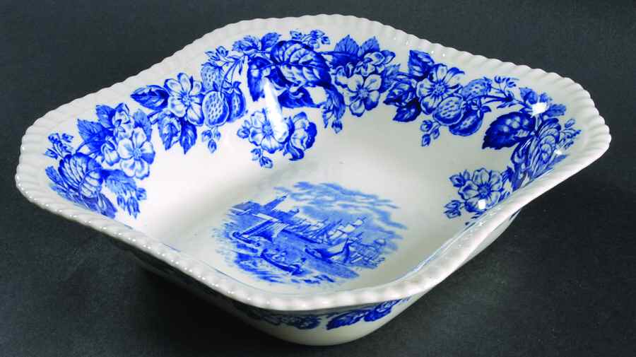Old Salem Blue 8" Square Vegetable Bowl by Spode-1