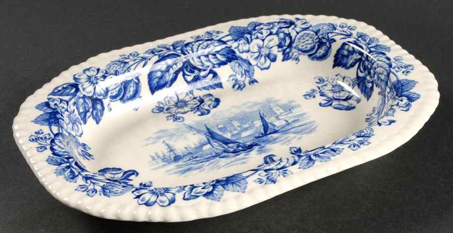 Old Salem Blue 9" Oval Vegetable Bowl by Spode-1