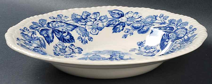 Old Salem Blue Large Rim Soup Bowl by Spode-1