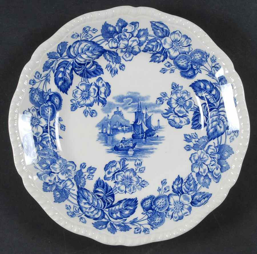 Old Salem Blue Luncheon Plate by Spode-1