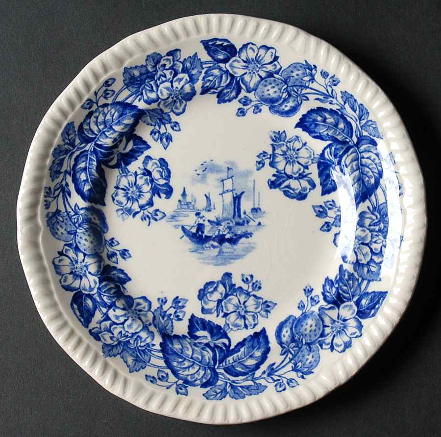 Old Salem Blue Bread & Butter Plate by Spode-1