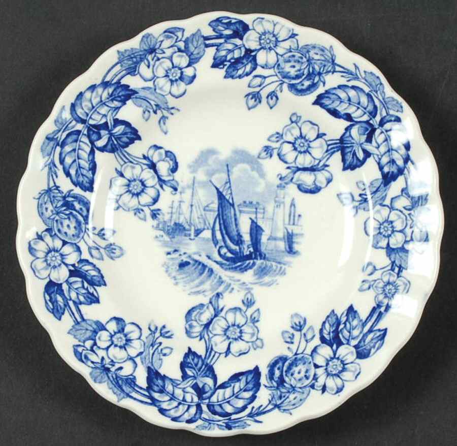Old Salem Blue Small Bread & Butter Plate by Spode-1
