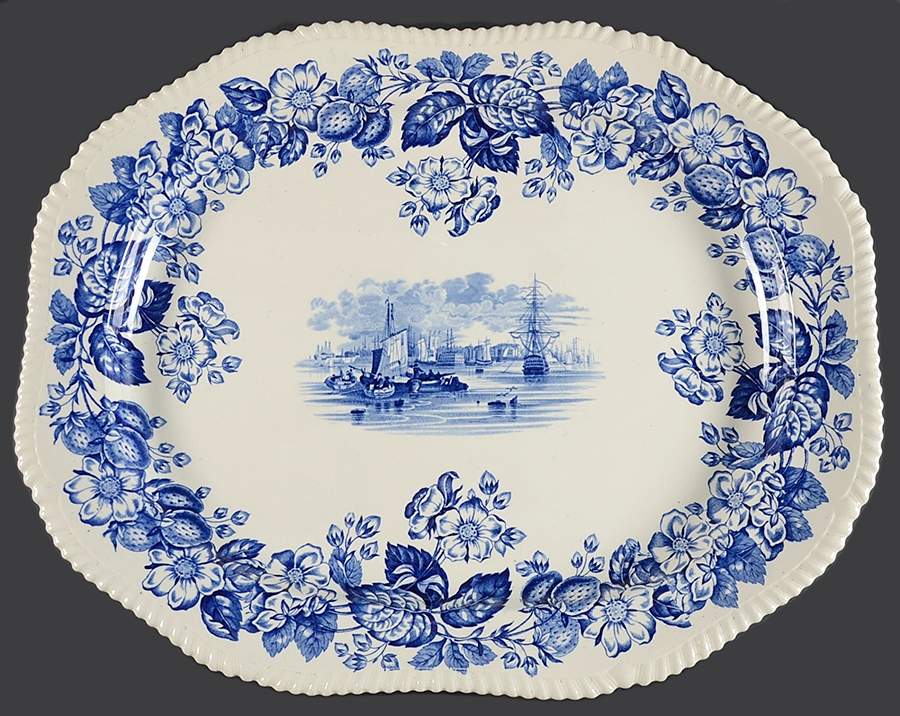 Old Salem Blue 22" Oval Serving Platter by Spode-1