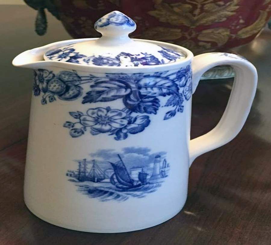 Old Salem Blue Hot Water Jug & Lid by Spode-1