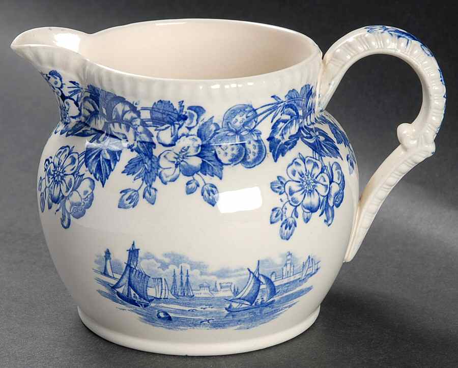 Old Salem Blue Milk Jug by Spode-1