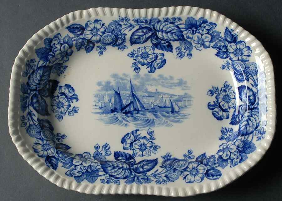 Old Salem Blue 10" Oval Serving Platter by Spode-1
