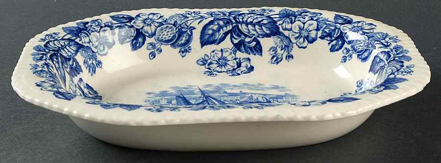 Old Salem Blue 10" Oval Vegetable Bowl by Spode-1