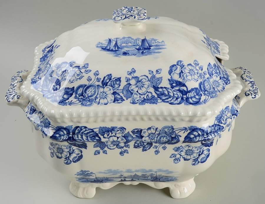 Old Salem Blue Tureen &  Lid by Spode-1