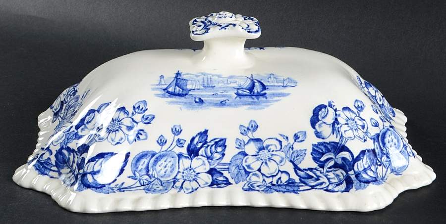 Old Salem Blue Lid for Rectangular Vegetable by Spode-1