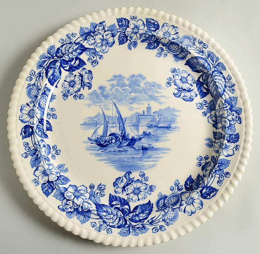 Old Salem Blue 12" Chop Plate (Round Platter) by Spode-1