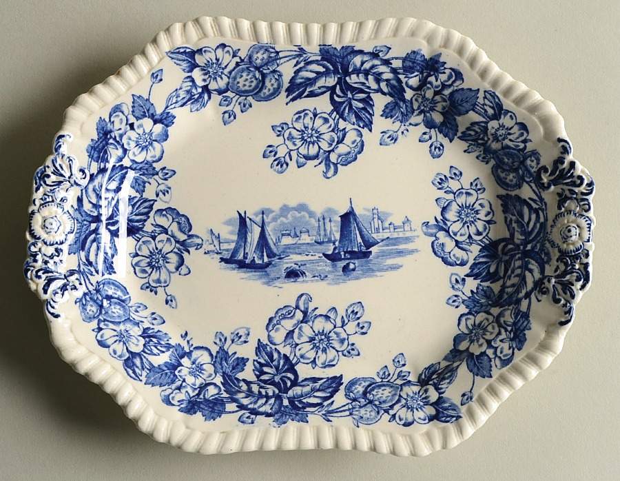 Old Salem Blue Underplate for Sauce Boat by Spode-1