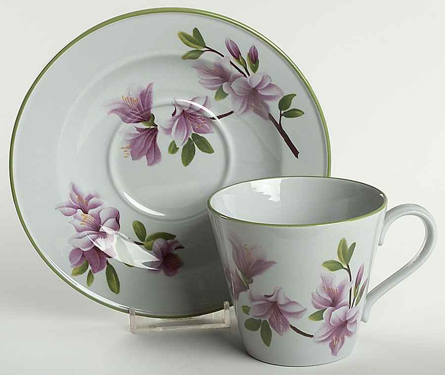Oriental Flowers Flat Cup & Saucer Set by Spode-1