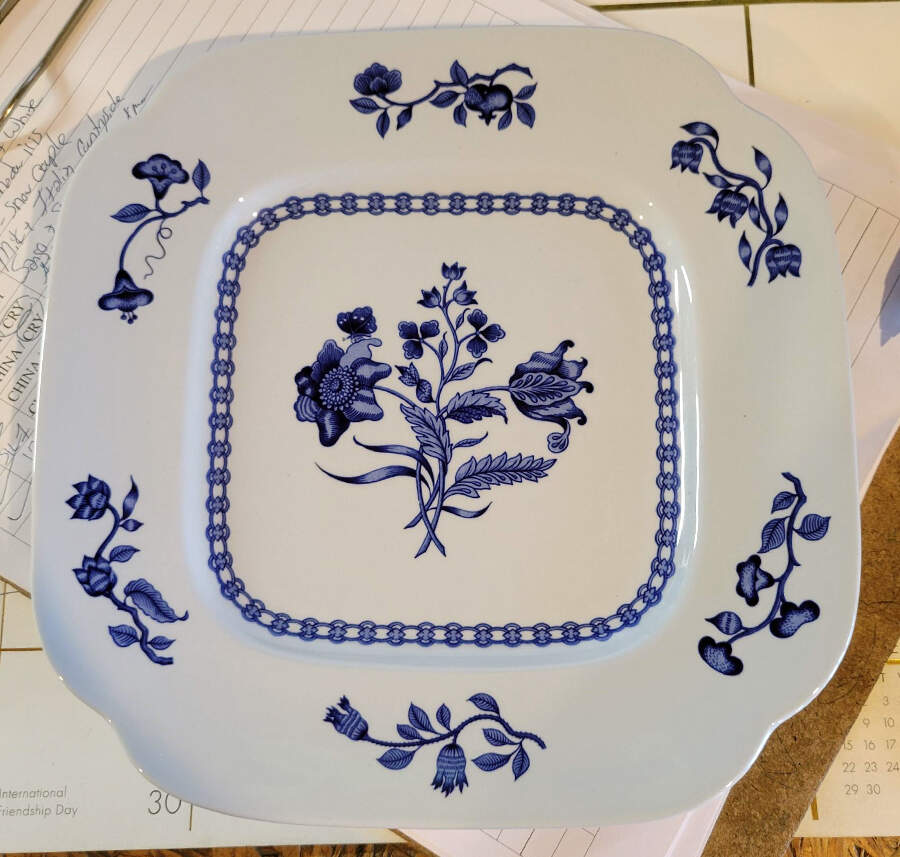 Palace Garden Blue Square Salad Plate by Spode-1